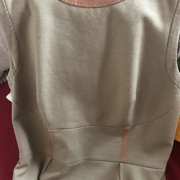 Ellie Tahari Callie light brown  dress with leather trim Brown dress, size 6-8 - Picture 4 of 5